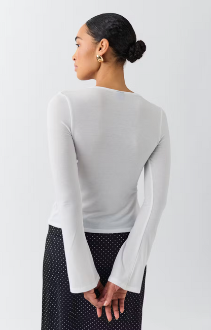 Julie tied long sleeve top - Ivory