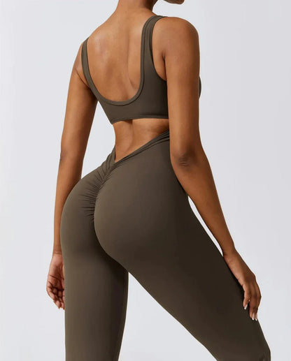 Avalora London™ - V-Back Butt Lift Flared Jumpsuit