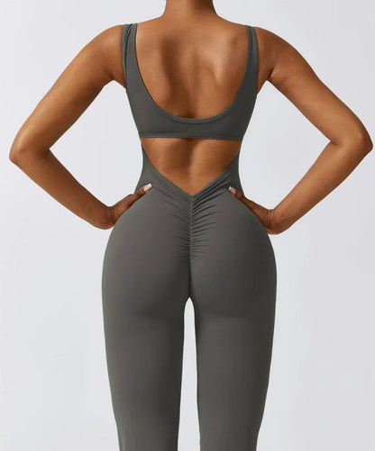 Avalora London™ - V-Back Butt Lift Flared Jumpsuit